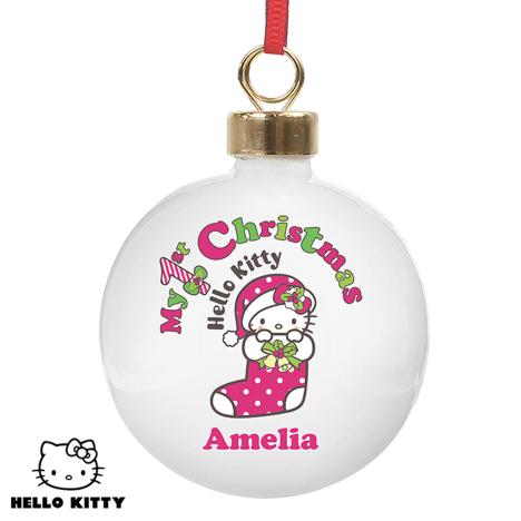 Personalised Hello Kitty My 1st Christmas Bauble Extra Image 1